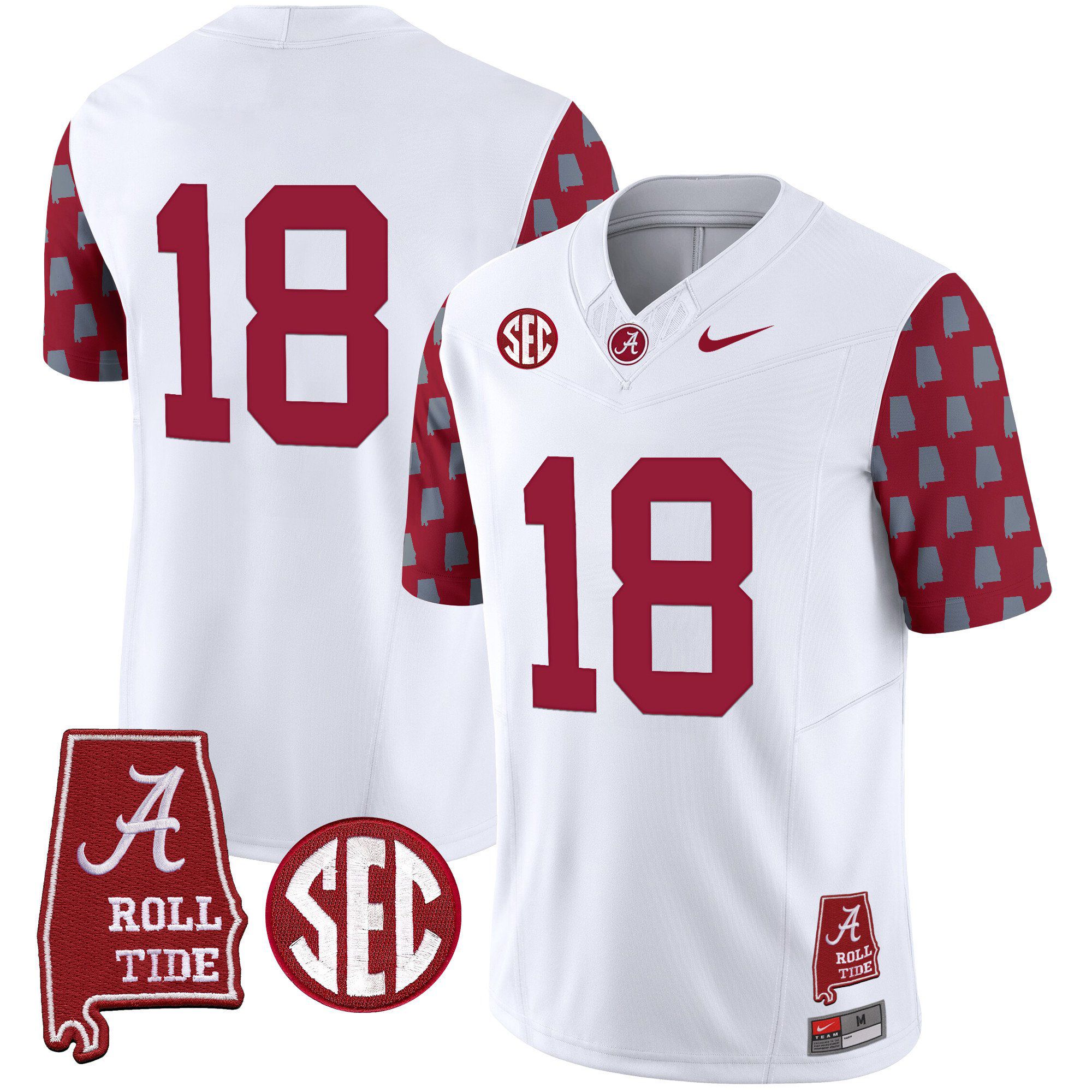 Men Alabama Crimson Tide #18 No Name White Vapor Limited 2024 Nike NCAA Jersey style 1